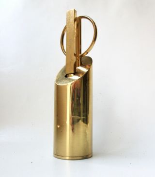 Vintage Mid Century Modern Brass Metal Cylinder Scissors Letter Opener Desk Set