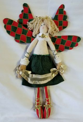 1996 Hand Made 14 - 1/2 " Fabric Angel By Jeanne Hauck Euc