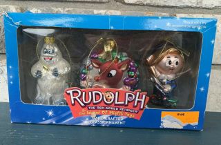 Rudolph The Red Nosed Reindeer & The Island Of Misfit Toys 3 Glass Ornaments