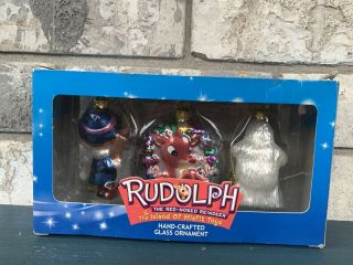 RUDOLPH THE RED NOSED REINDEER & THE ISLAND OF MISFIT TOYS 3 GLASS ORNAMENTS 2