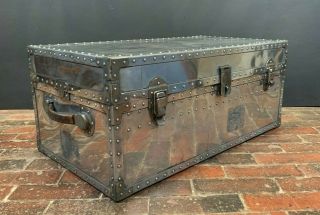 Solid Vintage Aluminium Polished Aviation Military Trunk Chest