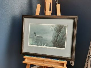 Framed And Signed Robert Bateman Loon Print.  Limited Edition.