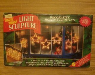 Vintage Mr Christmas Mini Mini Light Sculpture Set Of 6 Stars.  Ships Fast 
