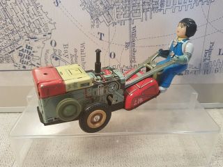 Ms - 857 - 60’s Red China Special Duty Motorized Lawn Tractor - Wind - Up Tin Toy