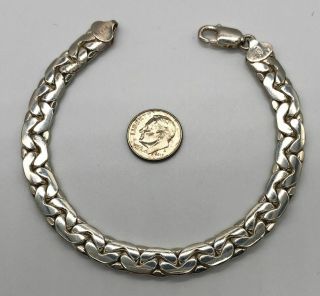 Vtg 925 Sterling Silver 9 " Mens Heavy Han Italy Bracelet - - 42g