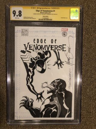 Edge Of Venomverse Cgc 9.  8 Mike Zeck & John Beatty Sketch Venom Black Suit Asm