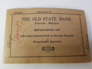 Vintage Old Bank Advertising Deposit Book 1930 Farmers & Merchants Fennville,  Mi