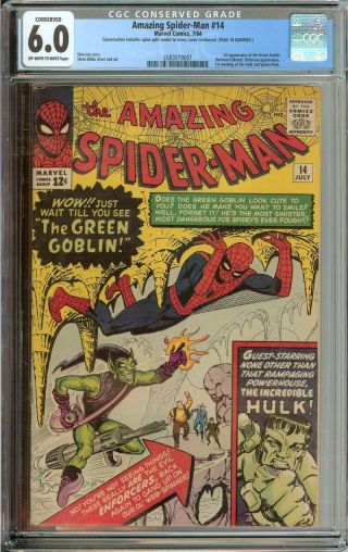 Spider - Man 14 Cgc 6.  0 Ow/wh Pages Conserved