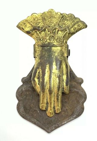 Antique Victorian Hand Figural Paper Clip 3 " Long Brass " Tin "