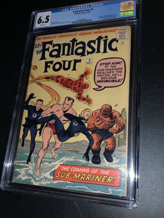 Fantastic Four 4 Cgc 6.  5 White Pages Marvel 1962 1st Silver Age App Sub - Mariner