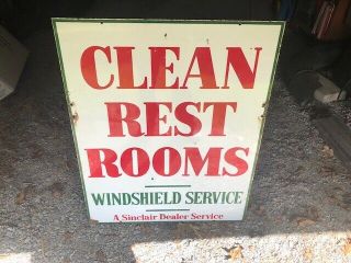 Vintage Sinclair Rest Rooms Windshield Service Double Sided Sign