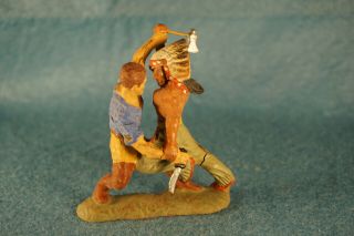 Vintage Composition Elastolin Germany Indian Chief Cowboy Fighting Figure