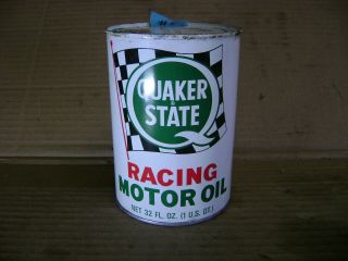 Vintage Quaker State Racing Motor Oil Can 1 Quart Empty Tin Can.