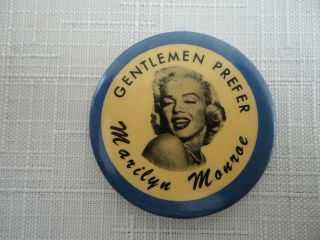 1956 Gentlemen Prefer " Marilyn Monroe " Celluloid Pin Pinback Button