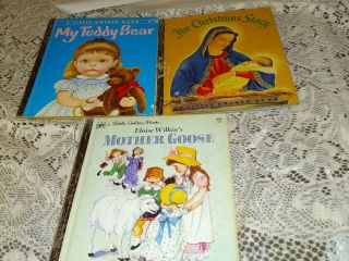 3 Little Golden Books My Teddy Bear Christmas Story & Mother Goose Eloise Wilkin