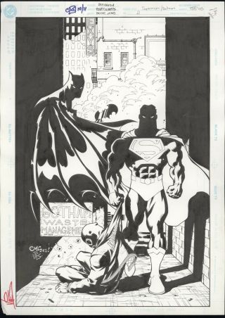 Batman/superman 1 Third Print Comic Art Cover Splash Ed Mcguinness