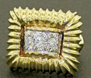 Vintage Heavy Jumbo 18k Gold.  50ctw Diamond 3 - Stone Cocktail Ring Size 5.  5