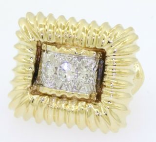 Vintage heavy jumbo 18K gold.  50CTW diamond 3 - stone cocktail ring size 5.  5 2