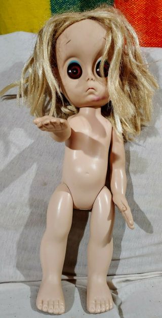 Vintage Little Miss No Name Toy 1965 Hasbro Creepy Begger Doll cracked torso GUC 2