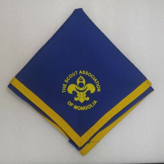 Mongolia Boy Scouts Logo Scarf Neckerchief Blue Yellow