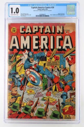 Captain America Comics 29 - Cgc 1.  0 Fr - Timely 1943 - Hitler App