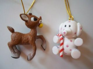 Pink Spotted Elephant & Rudolph Reindeer - Misfit Toys Mini Ornaments Enesco