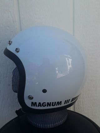 Vintage 1975 Bell Magnum Iii Sz 7 1/4 58 White Motorcycle Helmet