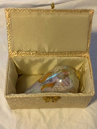 2002 Li Bien Reverse Hand - painted Glass Teardrop Christmas Angel Ornament w/Box 2