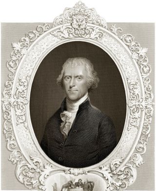 Thomas Jefferson Cartouche Engraving Franklin Adams Vignette Wow Boucher Pinx