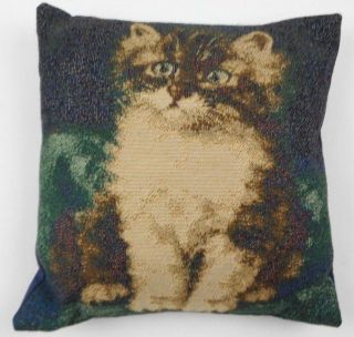 Kitty Cat Detailed Embroidered Throw Pillow Photo Painting Art 12 " X12 "