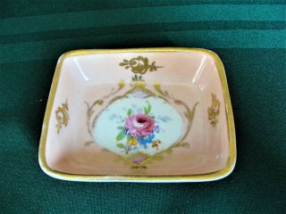 Vintage Hand Painted Porcelain Miniature Trinket Pin Dish Tray.