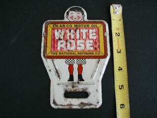 Enarco White Rose License Plate Topper - Vintage Gas Oil Sign 2