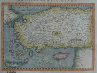 Asia Minore - Coloured Copper Engraving Map - Magini Anatolia Cyprus - 1620