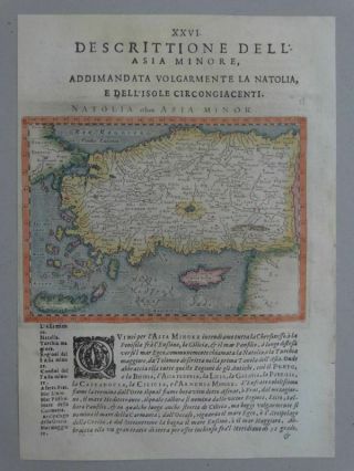 Asia minore - coloured copper engraving map - Magini Anatolia Cyprus - 1620 2