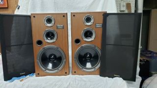 Vintage Technics Sb - Cr77 3 - Way Wood Stereo Speakers 200w Sound
