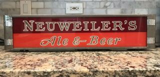 Vintage 1940’s Neuweiler’s Ale And Beer Reverse Glass Lighted Sign Art Deco Pa