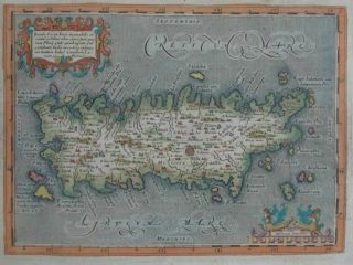 Isola Di Creta - Coloured Copper Engraving Map - Magini Greece Crete - 1620