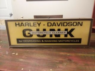 Vintage Harley Davidson Gunk Lighted Sign Motorcycle Degreasing