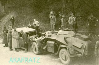 German Ww2 Photo,  Sd.  Kfz.  222 Scout Car Accident With Car,  Hitler Youth 1938