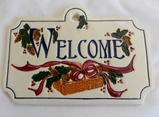 Longaberger Pottery Welcome Basket Sign Pre - Owned