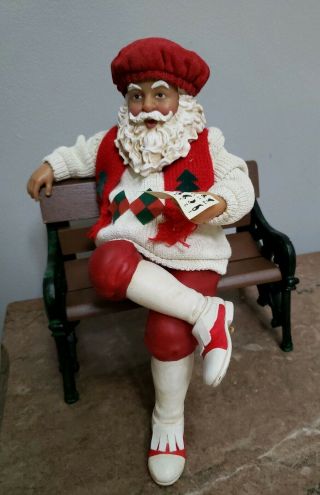 Clothtique By Possible Dreams,  " Checking It Twice " Santa Golfer Figurine