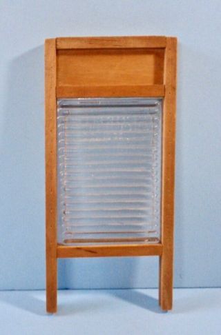 CHILD ' S EARLY WOOD & GLASS CRYSTAL TOY LAUNDRY PLAYTIME WASHBOARD CLOTHES TOOL 3