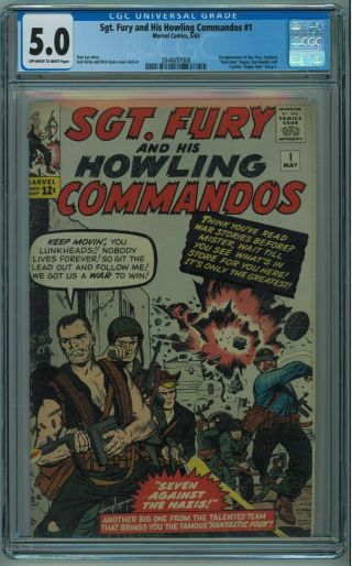Sgt.  Fury And His Howling Commandos 1 Cgc 5.  0 1st Nick Fury Ow/w Pgs 1963