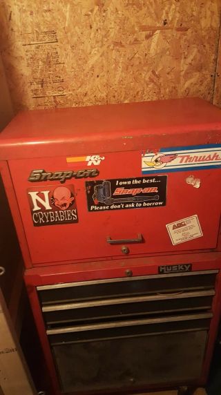 Vintage Snap - On Tools 9 Drawer Flip Open 26 " Tool Box Chest Red Steel