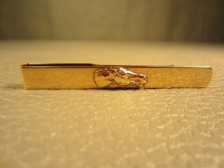 Vintage Mid Century Modern Equestrian Horse Head Yellow Gold Plated Tie Bar