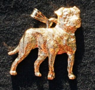 American Bulldog 24k Gold Plated Pewter Pendant Jewelry Usa Made