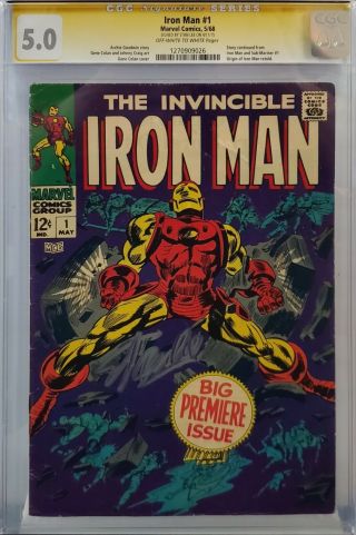 Iron Man 1 Cgc 5.  0 Ss Signed Stan Lee