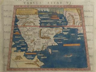 Tavola Asia - 2 Coloured Copper Engraving Maps Magini Ptolemy Arab Scythia 1620