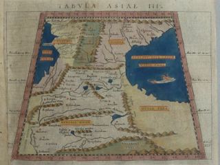 Tavola Asia - 2 Coloured Copper Engraving Maps Ptolemy Arab Armenia Magini 1620