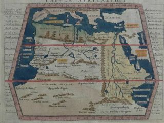 Tavola Africa Asia - 2 Coloured Copper Engraving Maps - Ptolemy Anatolia - 1620